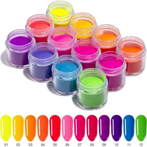 1box Neon Phosphor Pigment Powder Set Fluorescent Nail Glitter Eye Powder Manicure Decoration Nail Art Dust Pigment Paillettes