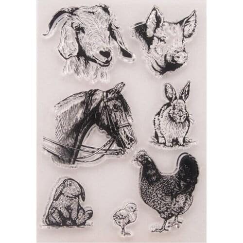 1pc Sheep And Horse Transparent Clear Silicone Stamp Seal Cutting DIY Scrapbooking Rubber Stamping Coloring Diary Decor Reusable