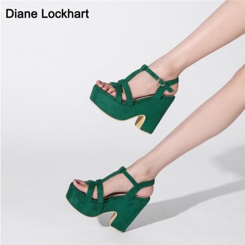 2021 Summer New Platform Sandals Women Ladies Shoes Thick Heels Sandals High Heels Flock Wedge Fashion Sandalias de mujer 34-43
