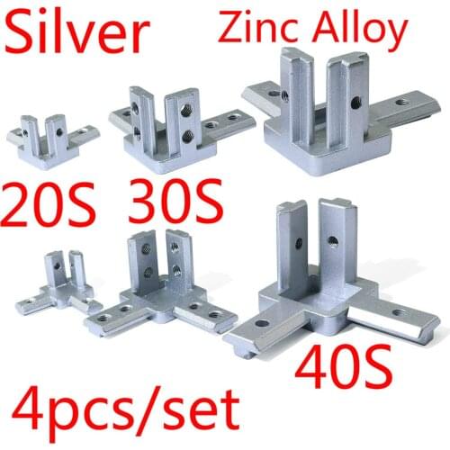 3-Way End Corner Silver/Black Brackets 2020/ 3030/ 4040 Connector with Screws for Standard 6mm T Slot Aluminum Extrusion Profile
