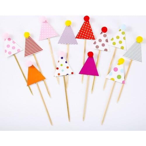 4pcs/5pcs Happy Birthday Hat Cap Cake Topper Happy Birthday Party Supplies Cake Decorations Promotional Items