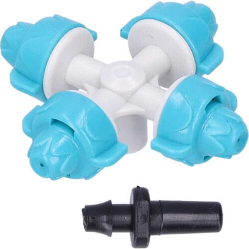 6X6cm 50Set 4 Outlet Water Nozzle Kit Atomizing Sprinkler Garden Irrigation Accessory Lake Blue Color