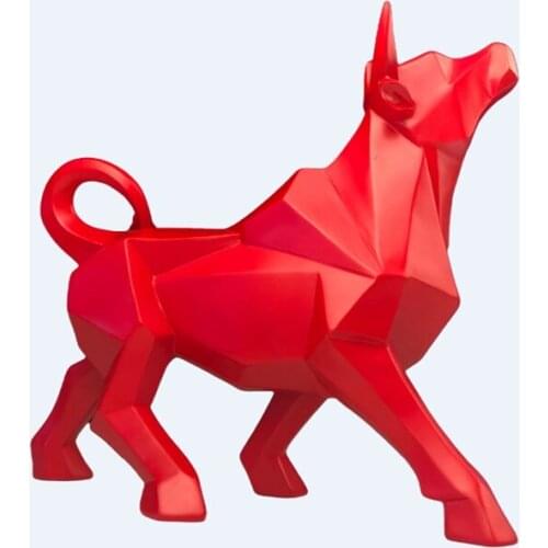 Ox Bison Resin Sculpture Ornaments Abstract Bull Statue Geometric Cattle Animal Power Figurine Home Office Crafts Decor Gift