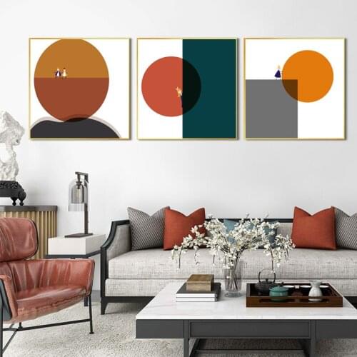 Abstract Circle Cute Girl pattern Canvas Painting Poster and Print Wall Art Simple Pictures For Living Room Bedroom home decor