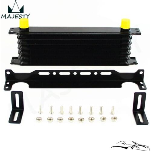 Aluminum 7 Row AN10 Trust Engine Oil cooler W/ 262mm Mounting Bracket Kit Black