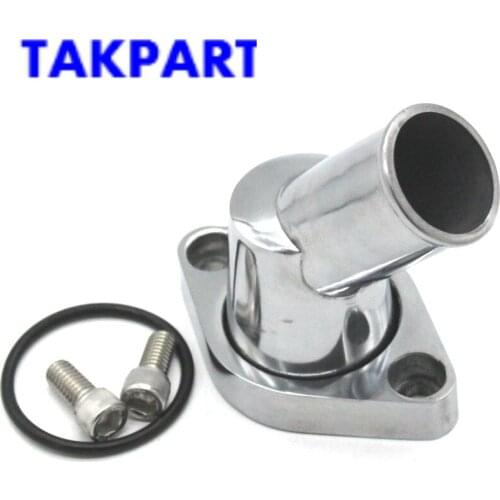 Car Polished Aluminum Chrome 45 Degree Water Neck Chrome Plated O-Ring Water Necks For SB BB for Chevy 327 350 454 396 Engines