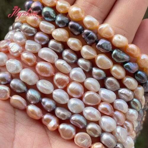 7-8mm Freefrom Baroque Culture Freshwater Pearl Stone LooseBeads 14.5"For DIY Women Necklace Bracelet Earrings Jewelry Making