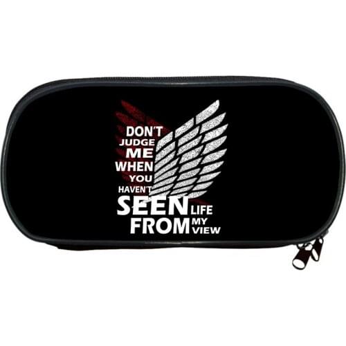 Attack On Titan Pencil Case Anime Stationery Box Cosplay Pen Pencil Case Kids Cartoon Storage Bag Makeup Bag Gift