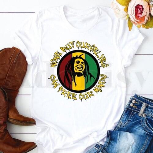 New Hip Hop Reggae Originator Bob Marley Rock T Shirts Womens T-shirt Short Sleeve Female Tops Tees Harajuku Vogue Vintage