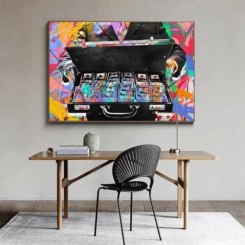 Graffiti Box Money Canvas Painting Wall Art Inspirational Posters Dollar Bills Modern Graffiti Money Street for Home Decoration