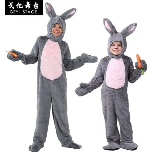 Deluxe For Kids Bodysuits Animal Winter Warm Rabbit Clothing Child Grey Bunny Costume Cosplay Halloween Theme birthday Cute hot