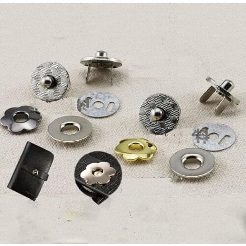 17mm golden and gunblack color floral shape cap leather wallet note book magnet button 20sets/lot