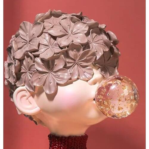 Creativity Resin Blowing Bubbles Boy Human Sculpture Abstract Desktop Furnishings Modern Home Living Room Decoration Figurines