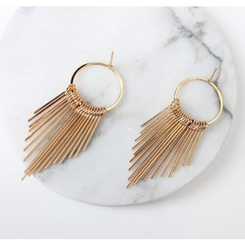 Retro Exaggerated Geometric Earrings Korean Earrings Jewelry Tassel Temperament Simple Long Paragraph Ladies Gifts Jewe Punk