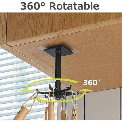 Kitchen Rotate Storage Rack Cupboard Shelf Hanging Hook Organizer Closet Clothes Shelf Hanger Wardrobe Holder Kitchen Cocina
