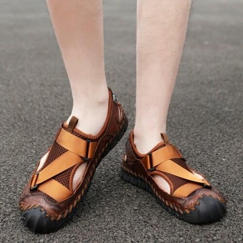 Summer man shoe 2021 genuine leather slippers outdoor beach leather shoes man fashion Wearable size 38-44 sandals mens