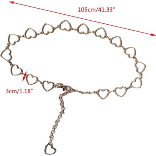 41 Inch Women Girls Retro Circle Heart Shaped Metal Waist Belt Classic Jewelry Tassel Adjustable Body Belly Chain Accessories fo