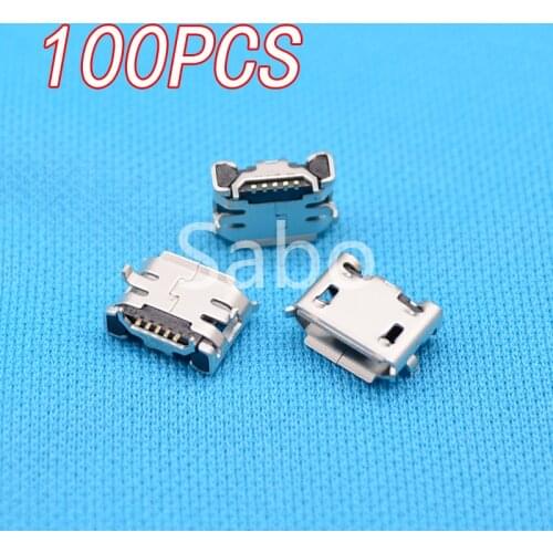 100pcs Micro USB Connector Jack Female Type 5Pin SMT for phones Tail Charging socket PCB Board