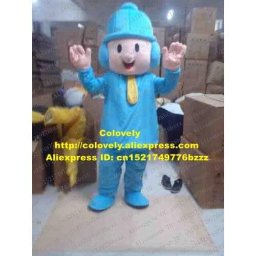 Cute Blue Little Boy Mascot Costume Mascotte Kid Child Spadger Lad With Small Yellow Necktie Blue Suit Adult No.2342 Free Ship