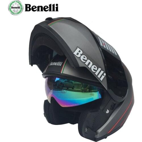 Benelli Flip Up Motorcycle Helmet Man Motorbike Modular Racing capacete Riding Full Face Helmet Casco DOT Casque moto