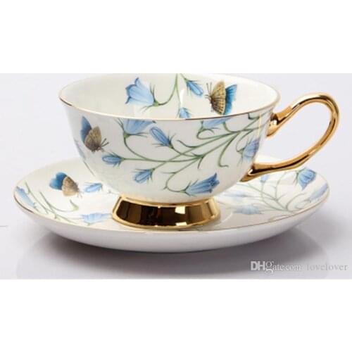 Elegant Bone Porcelain China Tea Coffee Cups And Saucer Spoon Set Ceramic British Style Afternoon Tea Cup Set Gift