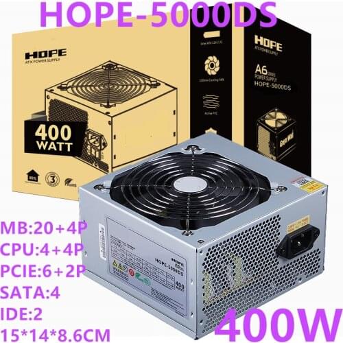 New PC PSU For Great Wall Brand ATX Silent Power Supply Rated 400W Peak 500W Power Supply HOPE-5000DS