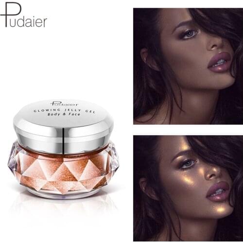 Pudaier Glitter Eyeshadow Palette Shinning Eye Shadow Cream 3D Face Contour Highlighter Powder Palette Smooth Soft Makeup Kits