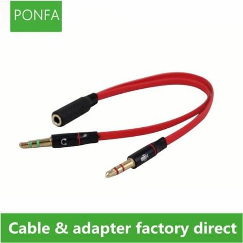 3.5mm Female to 2 Male headphone Mic Audio Y Splitter Extension Cable 0.2m
