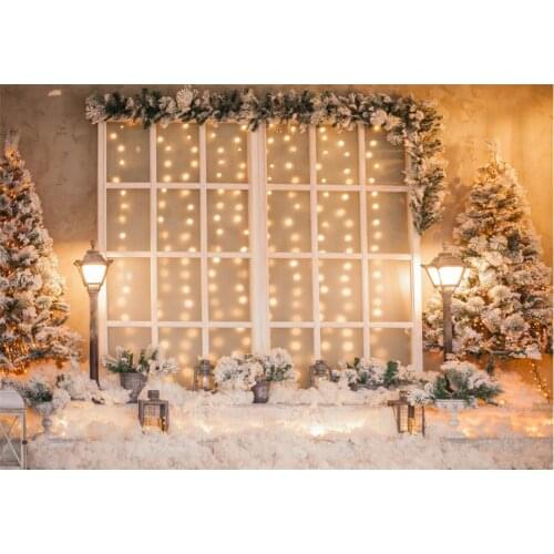 Christmas Backdrop Baby Shower Newborn Wedding Party Decor Xmas Tree Street Lamp Window Background Photography Photo Booth Props