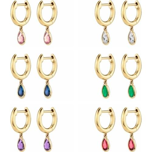 925 Silver Ear Buckle Colorful Crystal Pendants Hoop Earring for Women Exquisite Luxury Ladies Charm earrings fashion Jewelry
