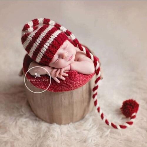 Long tail ball cap newborn photography props hand-woven baby hat childrens new photography props hat