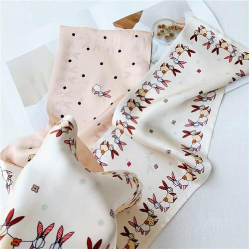 OMEA 100% Silk 16x150cm Cartoon Narrow Scarf Hair Decorate Headband Ribbon Double Layer Pink Dot Scarf Four Seasons Neckerchief