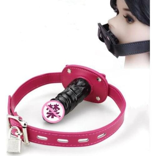 Silicone Oral Sex Mouth Gag Dildo with Lock PU Leather Buckles BDSM Bondage Restraint Accessories Erotic Sex Toys for Couples