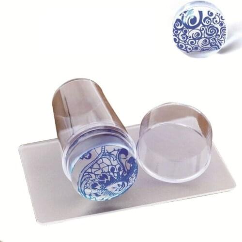 1set Nail Art Silicone Stamp Scraper 2.8 Cm Transparent Nail Transfer Pattern Plate Stamper Clear Stamping Tools Printing Stamp