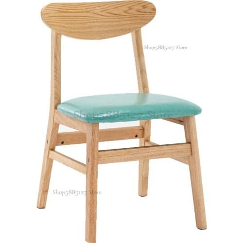 Nordic Solid Wood Dining Chair Home Backrest Desk Chair Modern Minimalist Hotel Restaurant Coffee Chair Casual Makeup Stool