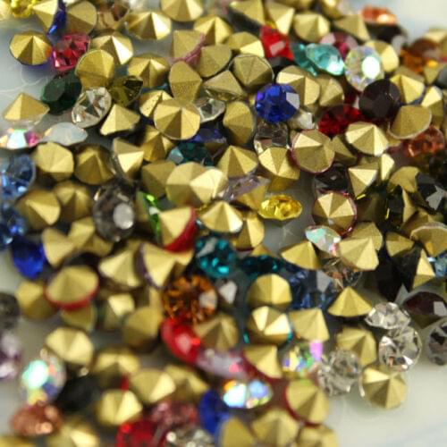Mixed Color ss2-ss20 Rivol 144/1440pcs/pack Crystal Pointed Round Rhinestone Fancy Stones Glitter For Jewelry Nail Making DIY