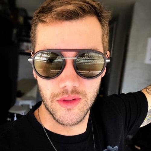 Trendy Colorful Steampunk Sunglasses 2019 Round Designer Steam Punk Metal Shields Sunglasses Men Women UV400 Gafas De Sol
