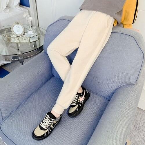 Sport Pants Children Girls 2021 Embroidered Cat Pocket Loose Casual Sweatpants For Kids Autumn Teenage Boys Leggings 3-13years