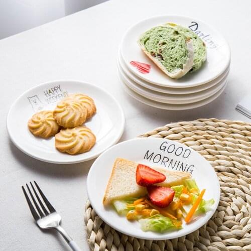 Spitting Bone Plate Household Dish 6-Inch Small Number Bones Northern European-Style Ceramic Table Dessert Tray Cute Plates