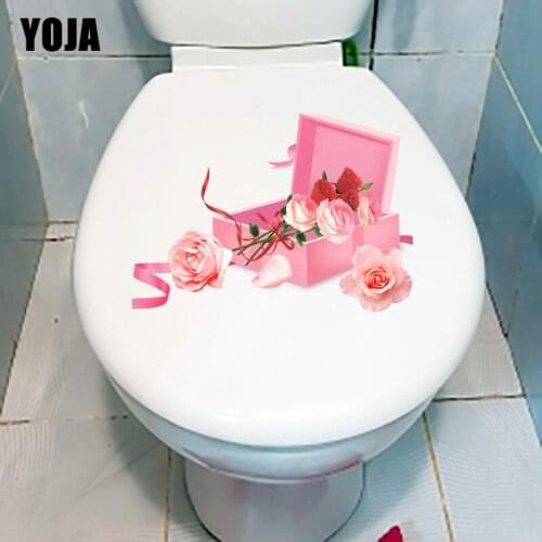 YOJA 23.9X17CM Rose In The Box Modern Art House Decoration Wall Decal Toilet WC Sticker T1-1861