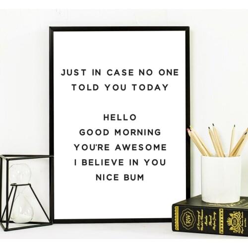 Hello Good Morning You're Awesome Inspirational Quote Poster Typography Prints Minimalist Wall Art Canvas Painting Office Decor