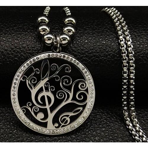 2021 Tree of Life Stainless Steel Choker Necklace Women Long Bead Necklaces Pendants Jewelry joyeria mujer K77502B