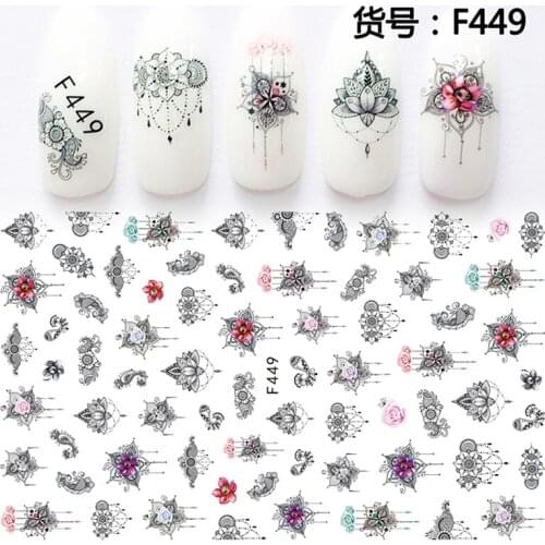1pcs Black Flower 3d Nail Art Stickers Hollow Decals Mixed Designs Adhesive Flower Nail Tips Sticke Decorations Salon Accessory