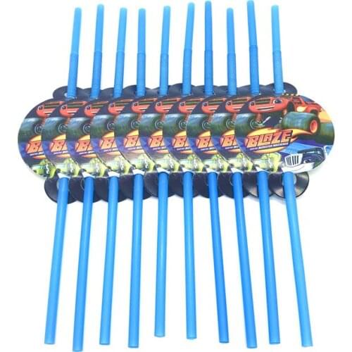 10pcs Blaze and the Monster Machines Theme Straws Birthday Party Decorations Paper Straws Baby Shower Disposable Party Supplies