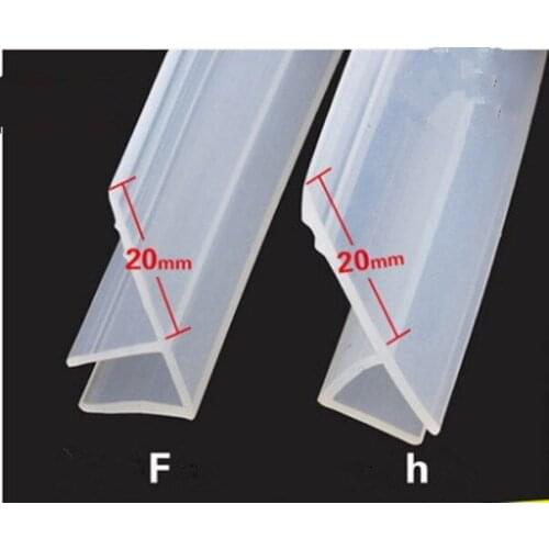 2 meter/partij Verbreed F/h vorm siliconen rubber douche deur vensterglas afdichting strip afdichting voor 6/ 8/10/12mm glas