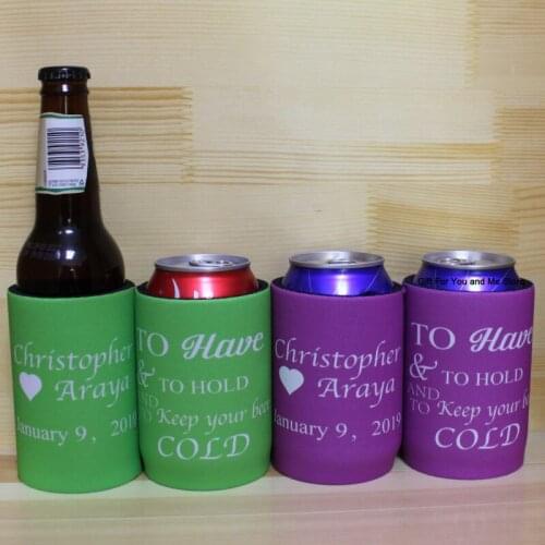 200pcs Can Cooler Wedding Gift Customize Neoprene Tin Can Holder Cooler Beverage Stubby Beer Neoprene Can Cooler Picnic Bags