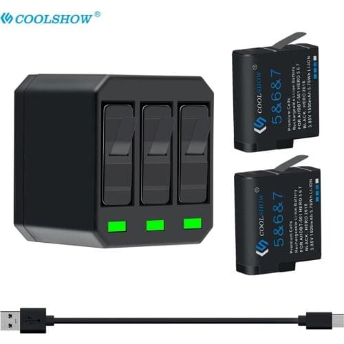 AHDBT501 Battery for GoPro Hero 5 Gopro 6 7 501 601 701 For Go Pro 7 6 5 Hero5 1500mAh Camera Batteries Charger