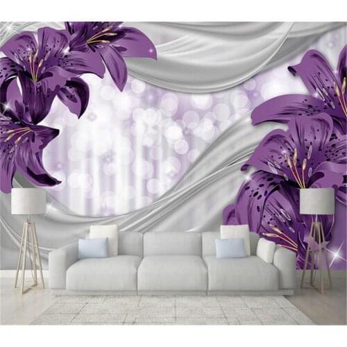 Beibehang Custom 3d wall paper American lily flower silk garden fresco sofa living room bedroom TV backdrop home decoration