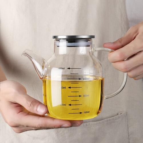 Clear glass oil bottle with handle graduated heat resistant leak proof kitchen tool soy sauce vinegar container