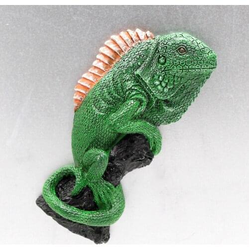 Cartoon animal model simulation lizard 3D magnetic refrigerator with home decoration Collection Gift green Lizard fridge magnets